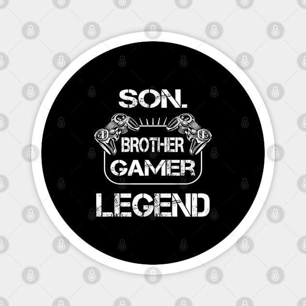 Son Brother Gamer Legend, Gifts For Teen Boys Gaming Magnet by ArtfulDesign